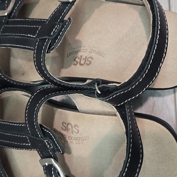 SAS Women Comfort Tripad Black Leather Sandals with Buckle Straps Shoes Sz 7M - Picture 6 of 12